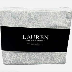 4pc Ralph Lauren Water Lily KING Sheet Set Dusty Teal Aqua Blue XDeep Mattress